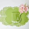 Mrs. Alice Placemats|Serena Apple Green Scalloped Placemats (Set Of 4)