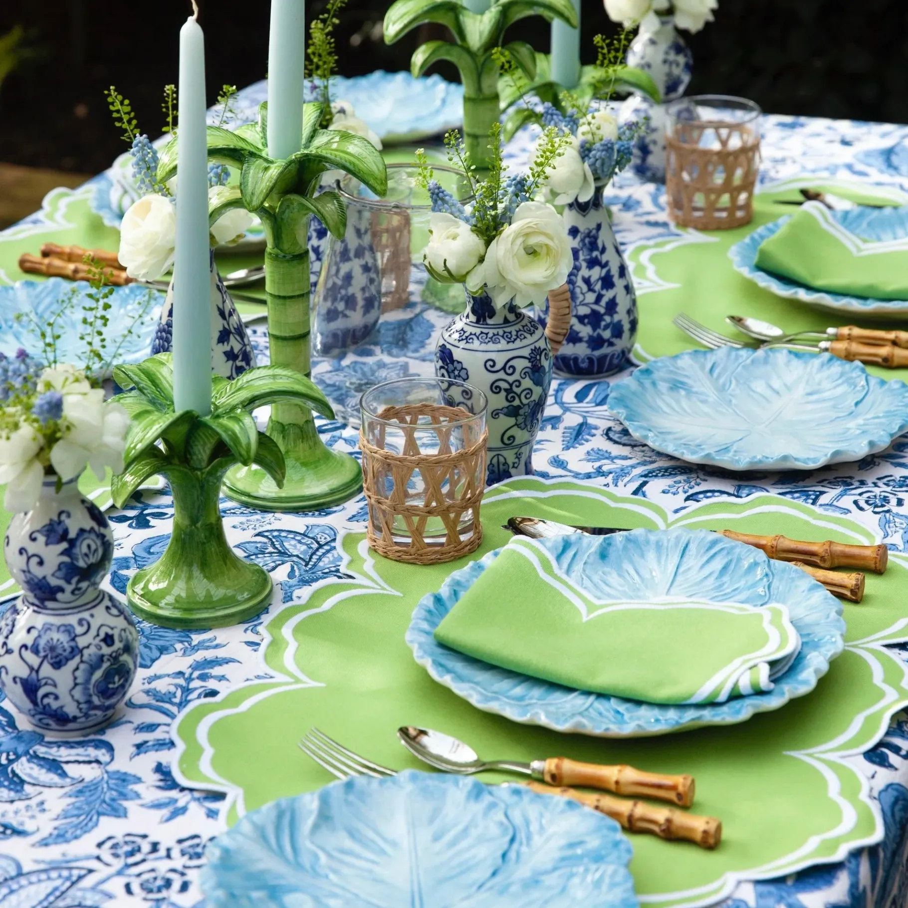 Mrs. Alice Placemats|Serena Apple Green Scalloped Placemats (Set Of 4)