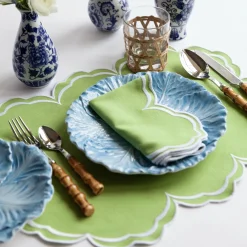 Mrs. Alice Placemats|Serena Apple Green Scalloped Placemats (Set Of 4)