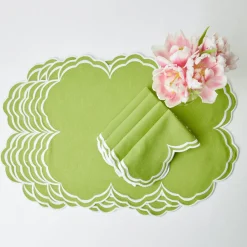 Mrs. Alice Napkins|Serena Apple Green Scalloped Napkins (Set Of 4)