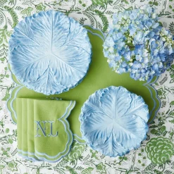 Mrs. Alice Napkins|Serena Apple Green With Blue Napkins (Set Of 4)
