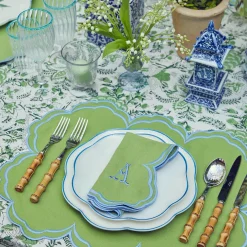 Mrs. Alice Napkins|Serena Apple Green With Blue Napkins (Set Of 4)