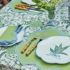 Mrs. Alice Placemats|Serena Apple Green With Blue Placemats (Set Of 4)