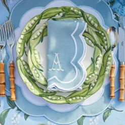 Mrs. Alice Napkins|Serena Applique Blue Napkins (Set Of 4)