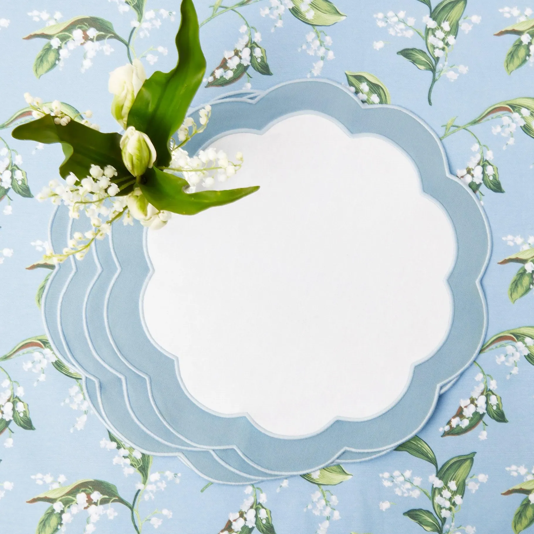 Mrs. Alice Placemats|Serena Applique Blue Placemats (Set Of 4)