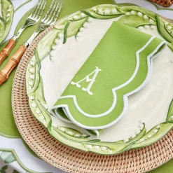 Mrs. Alice Napkins|Serena Applique Green Napkins (Set Of 4)