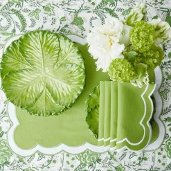 Mrs. Alice Napkins|Serena Applique Green Napkins (Set Of 4)