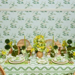 Mrs. Alice Table Linen Sets|Serena Applique Green Placemats & Napkins (Set Of 4)