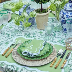 Mrs. Alice Placemats|Serena Applique Green Placemats (Set Of 4)