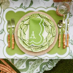 Mrs. Alice Placemats|Serena Applique Green Placemats (Set Of 4)