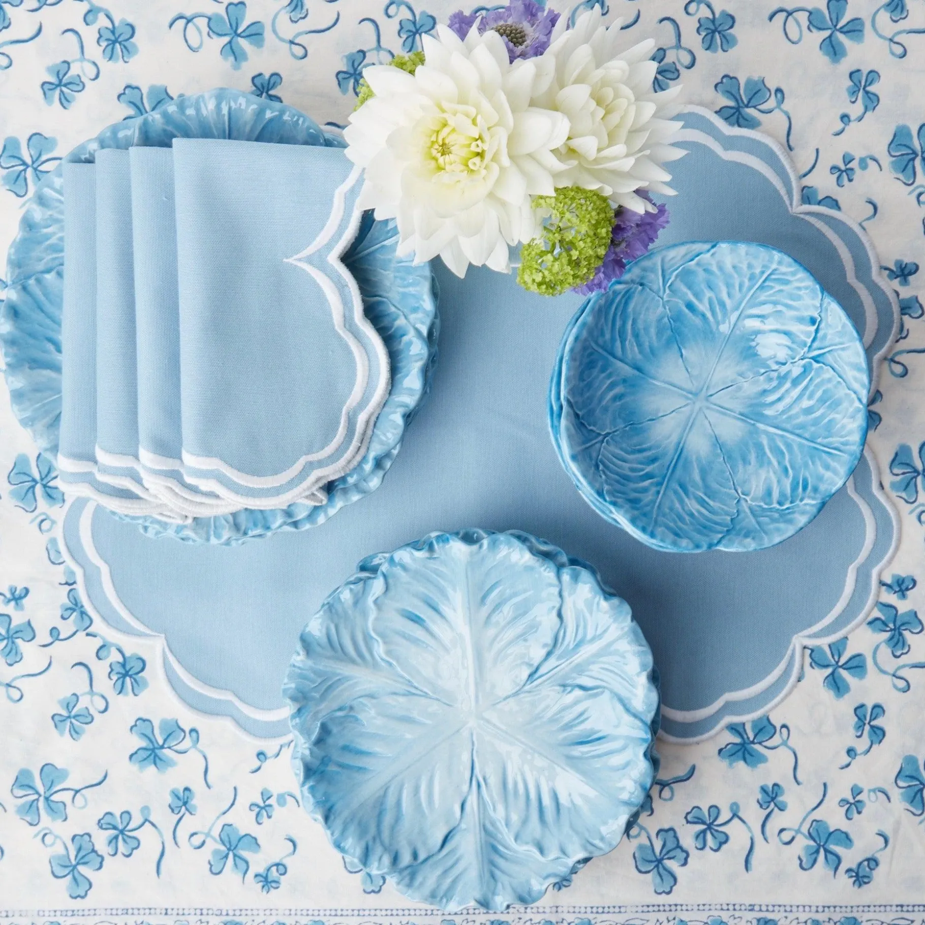 Mrs. Alice Placemats|Serena Cornflower Blue Placemats (Set Of 4)