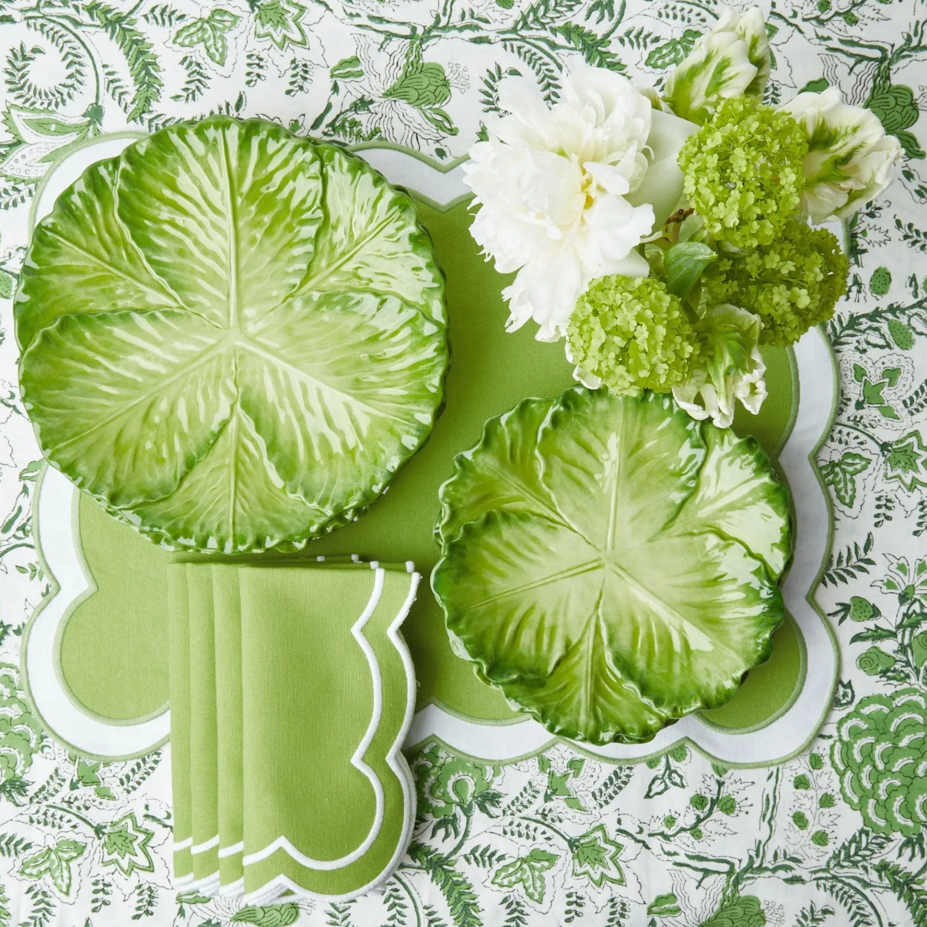Mrs. Alice Crockery Sets|Serena Green Cabbage Dinner Plate (Set Of 4)