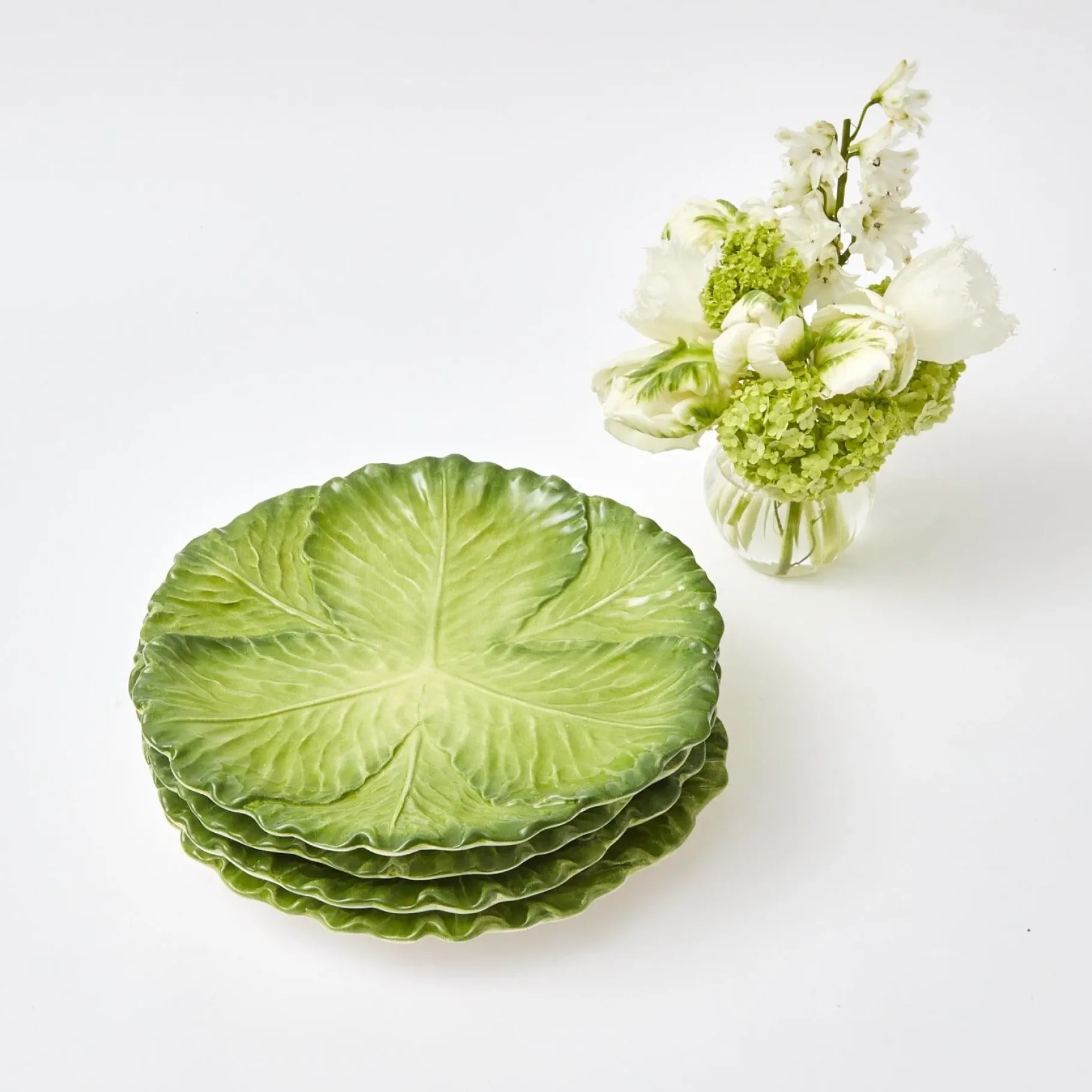 Mrs. Alice Crockery Sets|Serena Green Cabbage Dinner Plate (Set Of 4)