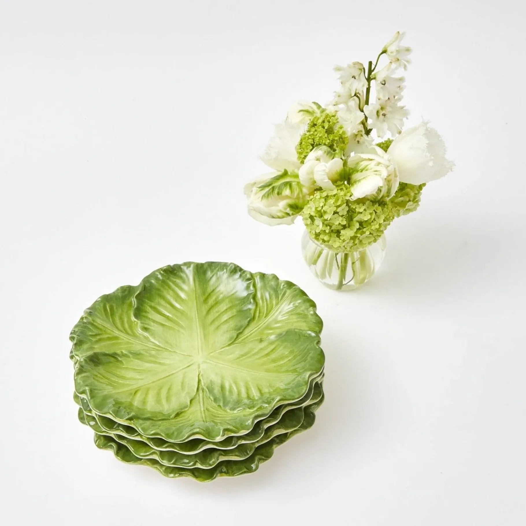 Mrs. Alice Crockery Sets|Serena Green Cabbage Starter Plate (Set Of 4)
