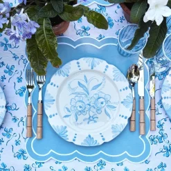 Mrs. Alice Seville Crockery|Seville Blue Gardenia Dinner Plate (Set Of 4)