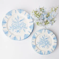 Mrs. Alice Crockery Sets|Seville Blue Gardenia Dinner Plate (Set Of 4)