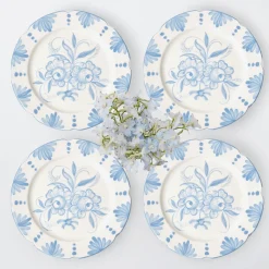 Mrs. Alice Crockery Sets|Seville Blue Gardenia Dinner Plate (Set Of 4)