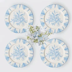 Mrs. Alice Seville Crockery|Seville Blue Gardenia Starter Plate (Set Of 4)