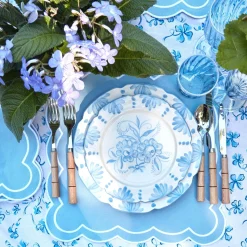 Mrs. Alice Crockery Sets|Seville Blue Gardenia Starter Plate (Set Of 4)