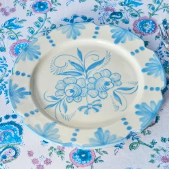 Mrs. Alice Crockery Sets|Seville Blue Gardenia Starter Plate (Set Of 4)