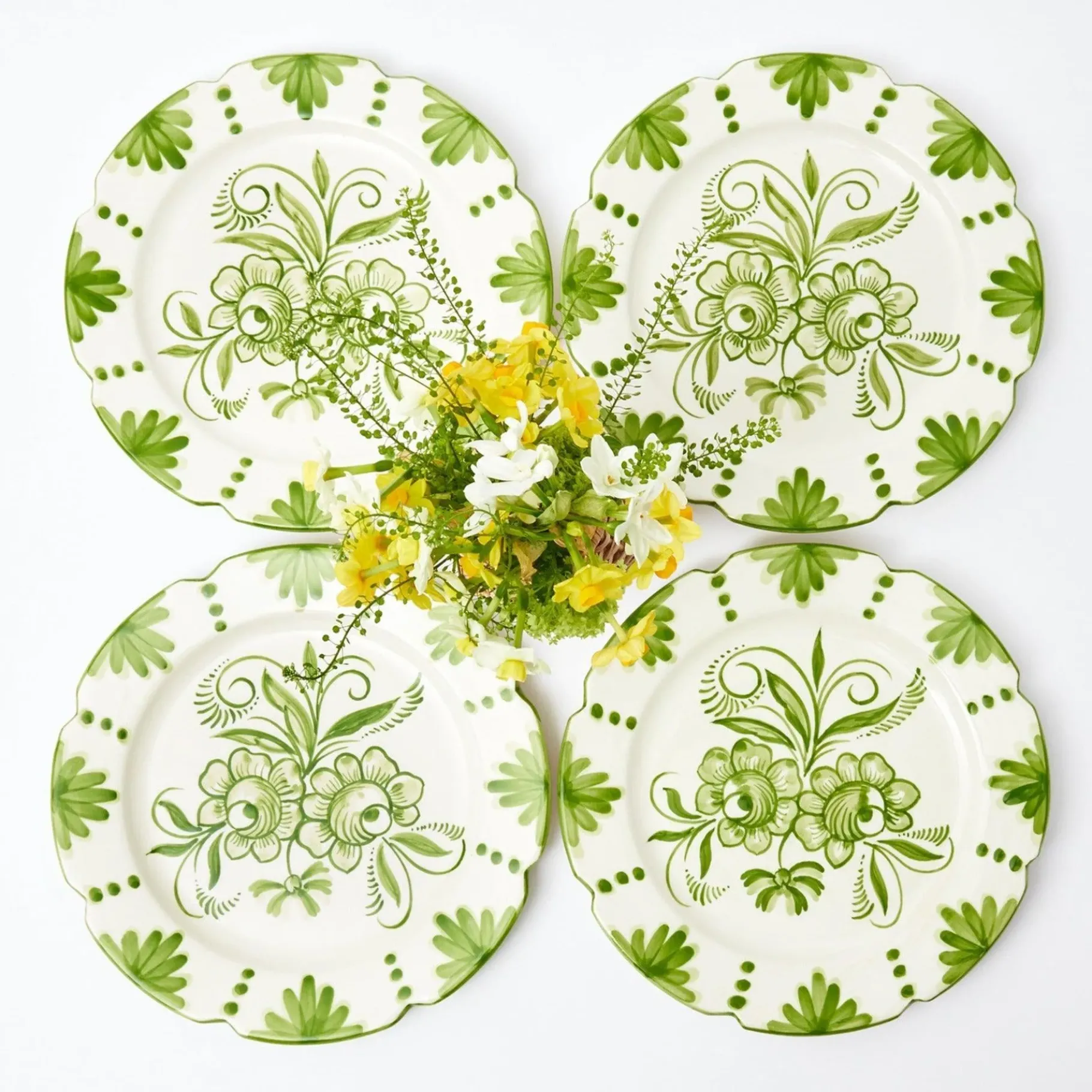 Mrs. Alice Dinner Plates|Seville Green Gardenia Dinner Plates (Set Of 4)