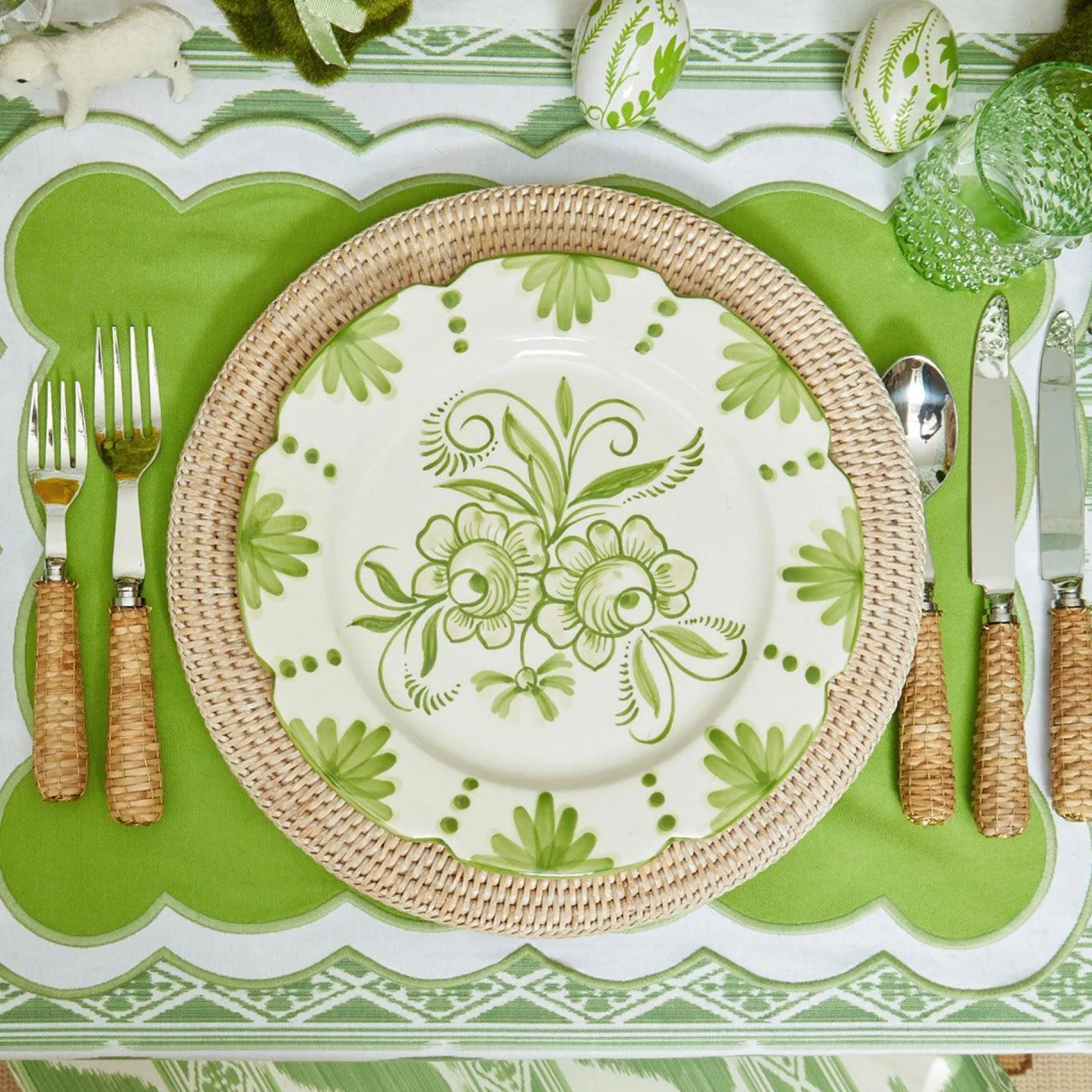 Mrs. Alice Dinner Plates|Seville Green Gardenia Dinner Plates (Set Of 4)