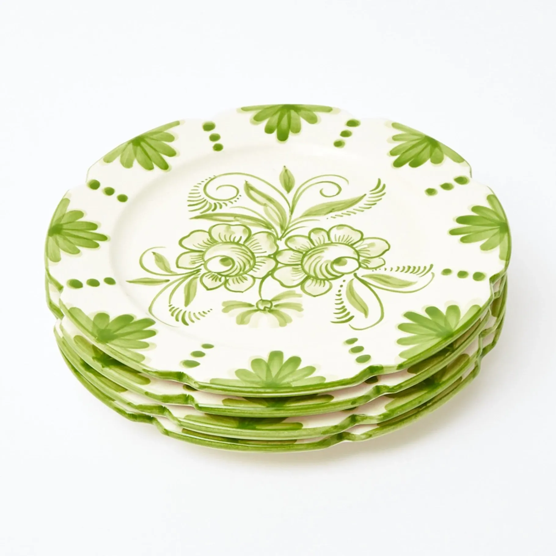 Mrs. Alice Dinner Plates|Seville Green Gardenia Dinner & Starter Plates (Set Of 8)