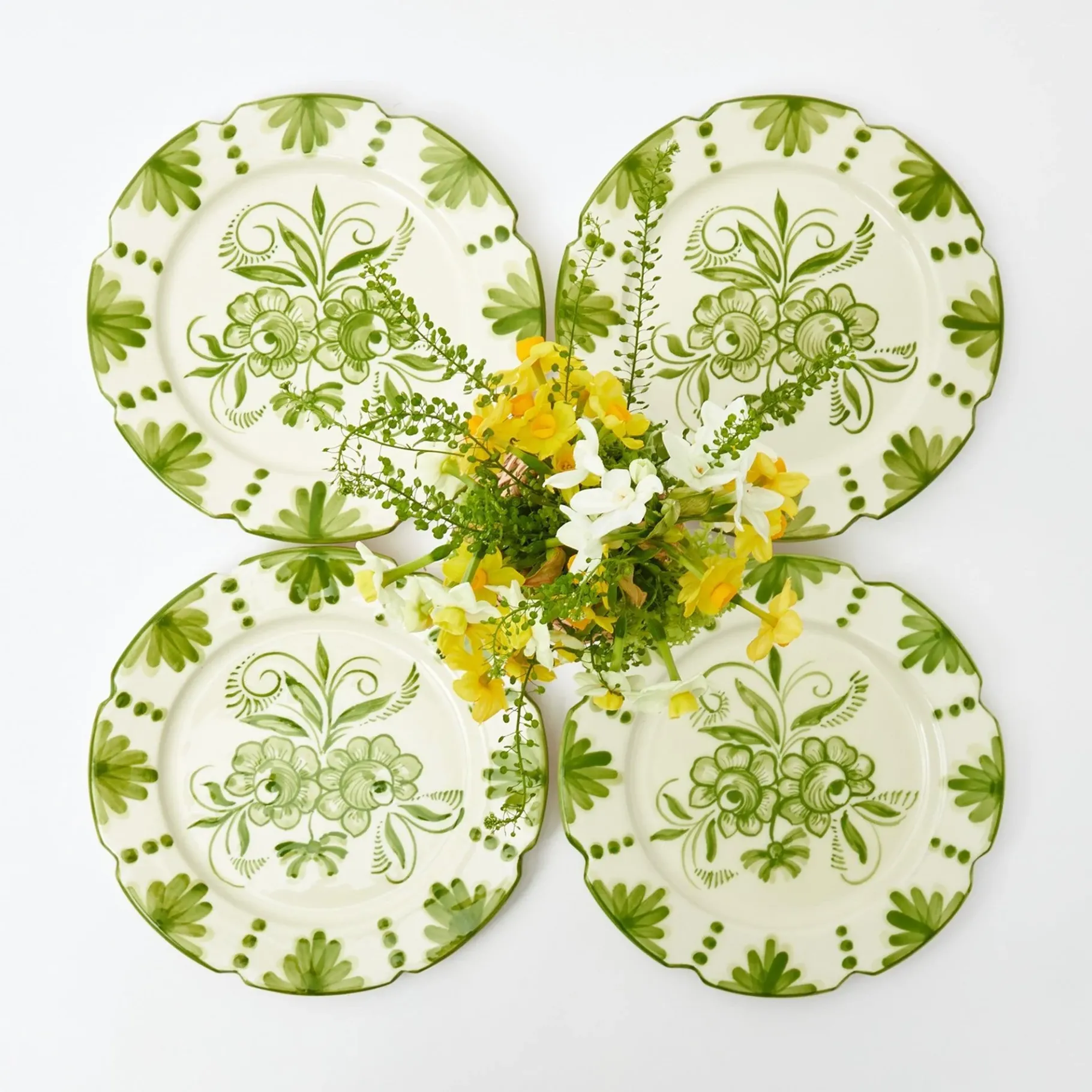 Mrs. Alice Seville Crockery|Seville Green Gardenia Starter Plates (Set Of 4)