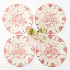 Mrs. Alice Crockery Sets|Seville Pink Gardenia Dinner Plate (Set Of 4)