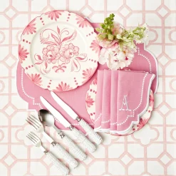 Mrs. Alice Crockery Sets|Seville Pink Gardenia Dinner Plate (Set Of 4)