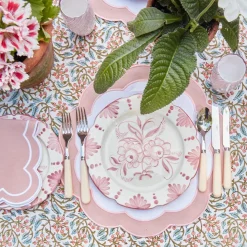 Mrs. Alice Seville Crockery|Seville Pink Gardenia Dinner Plate (Set Of 4)