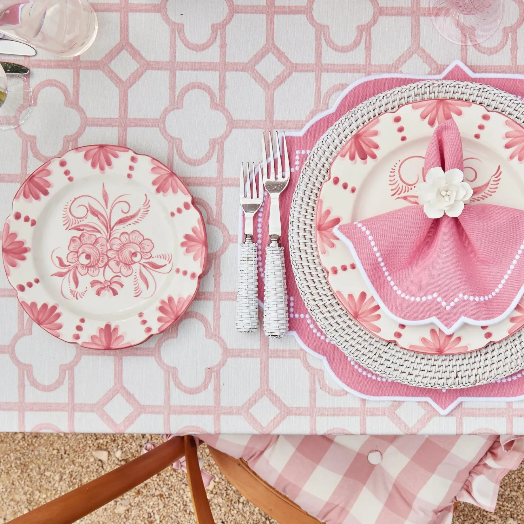 Mrs. Alice Dinner Plates|Seville Pink Gardenia Dinner & Starter Plates (Set Of 8)