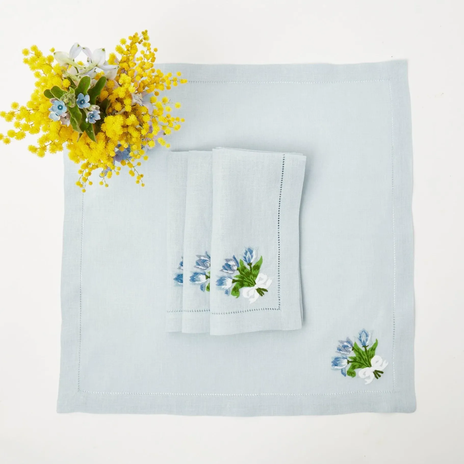 Mrs. Alice Napkins|Sky Blue Linen Tulip Napkins (Set Of 4)