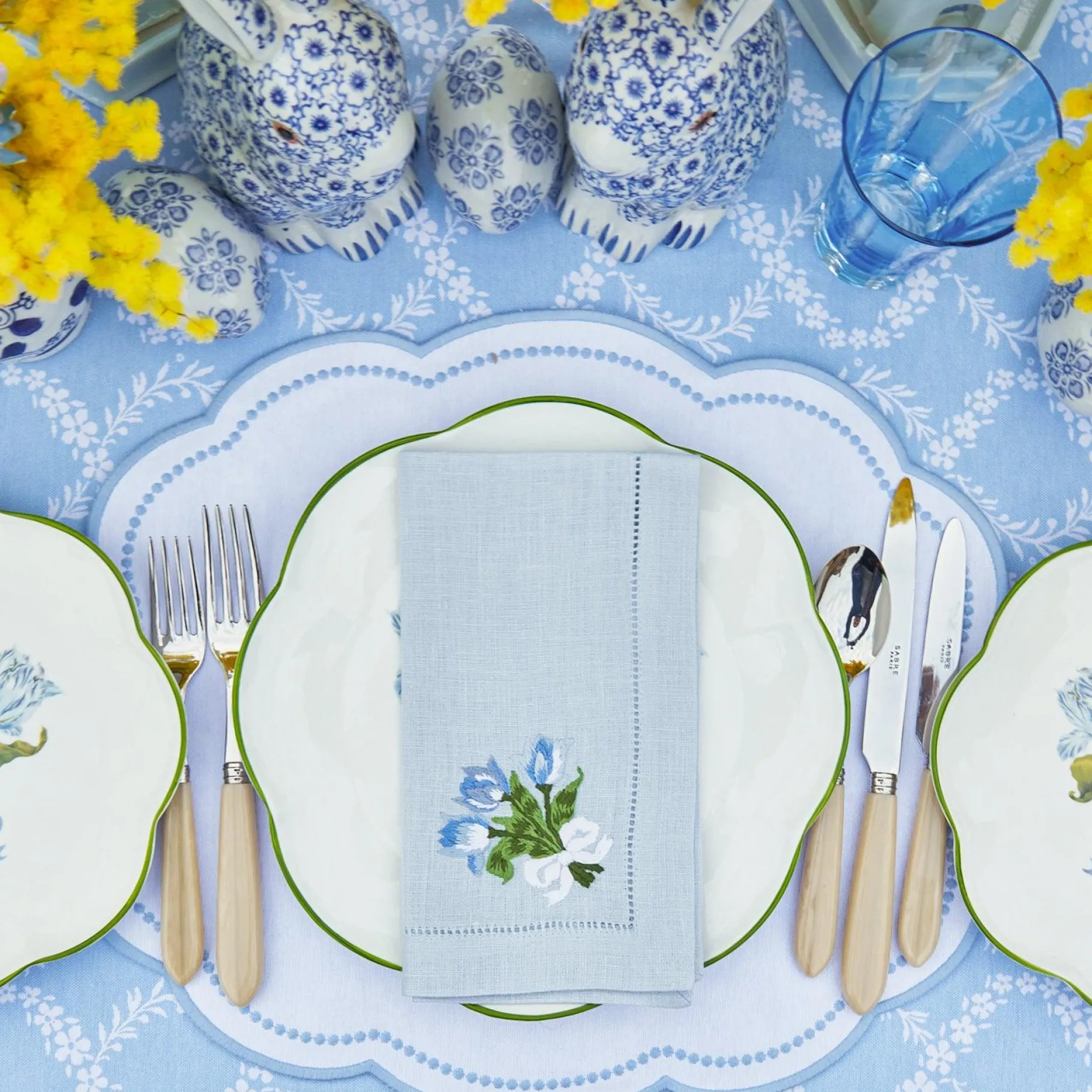 Mrs. Alice Napkins|Sky Blue Linen Tulip Napkins (Set Of 4)