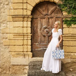 Women Mrs. Alice Mrs. Alice Tote Bags|Small Tote Bag (Blue Ikat)