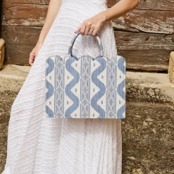 Women Mrs. Alice Mrs. Alice Tote Bags|Small Tote Bag (Blue Ikat)