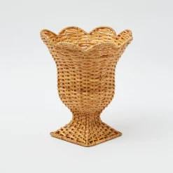 Mrs. Alice Vases|Small Natural Rattan Urn Vase