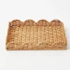 Mrs. Alice Rattan Tableware|Small Scalloped Rattan Tray