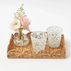Mrs. Alice Rattan Tableware|Small Scalloped Rattan Tray