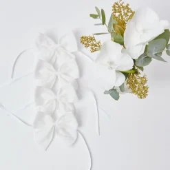 Mrs. Alice Napkin Rings, Bows & Wreaths|Snow White Velvet Napkin Bows (Set Of 4)