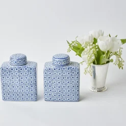 Mrs. Alice Vases|Square Floral Print Ginger Jar