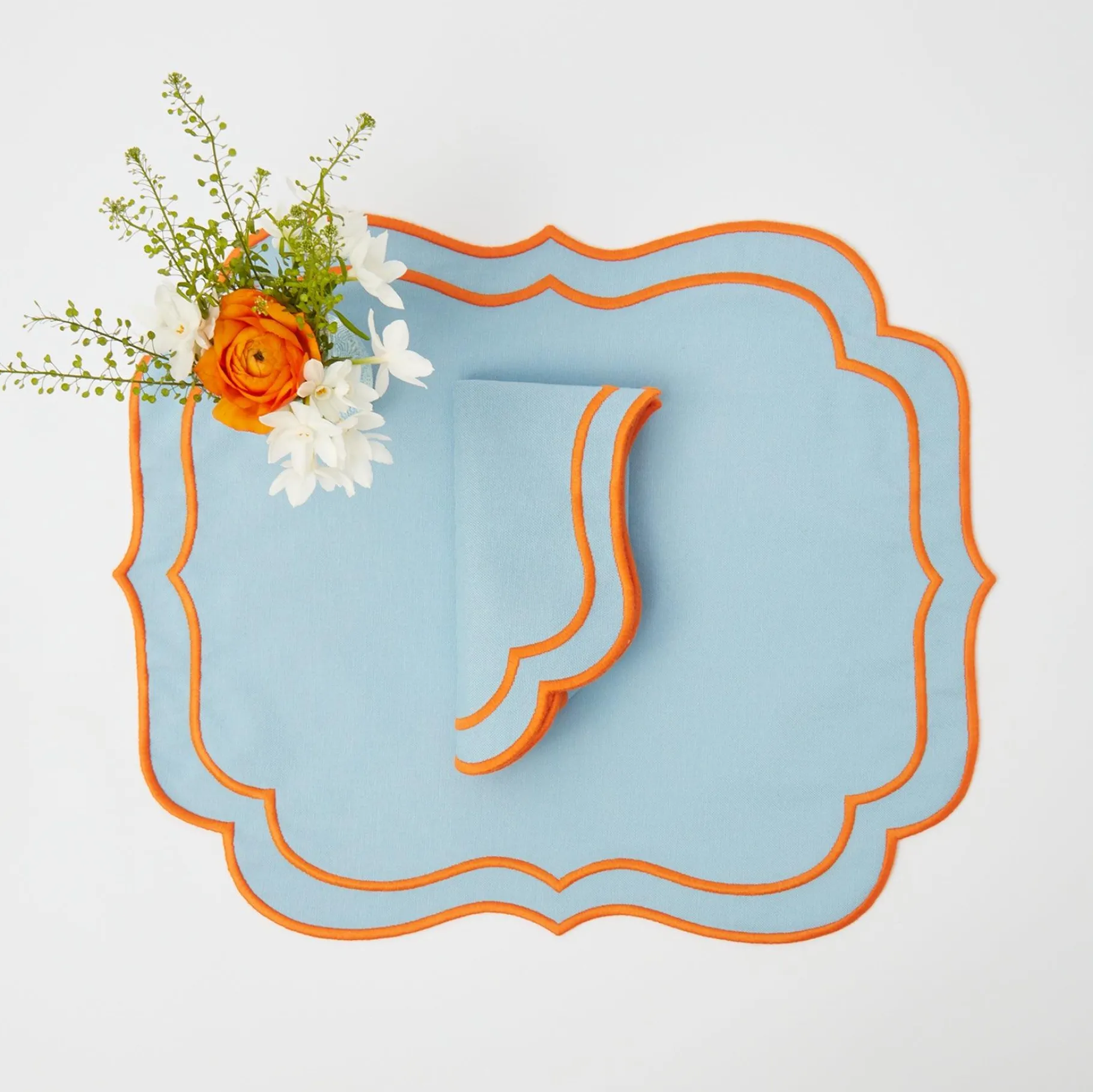 Mrs. Alice Placemats|Sylvie Blue & Orange Placemats (Set Of 4)