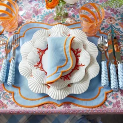 Mrs. Alice Table Linen Sets|Sylvie Blue And Orange Placemats & Napkins (Set Of 4)