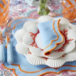 Mrs. Alice Table Linen Sets|Sylvie Blue And Orange Placemats & Napkins (Set Of 4)