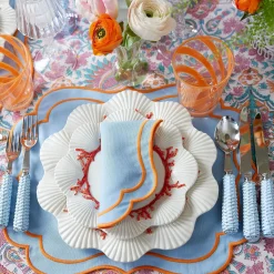 Mrs. Alice Table Linen Sets|Sylvie Blue And Orange Placemats & Napkins (Set Of 4)
