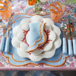 Mrs. Alice Table Linen Sets|Sylvie Blue And Orange Placemats & Napkins (Set Of 4)