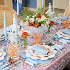 Mrs. Alice Table Linen Sets|Sylvie Blue And Orange Placemats & Napkins (Set Of 4)