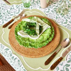 Mrs. Alice Napkins|Sylvie Green Embroidered Napkins (Set Of 4)