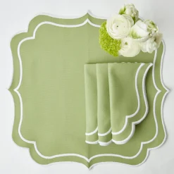 Mrs. Alice Napkins|Sylvie Green Embroidered Napkins (Set Of 4)