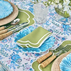 Mrs. Alice Napkins|Sylvie Green Embroidered Napkins (Set Of 4)